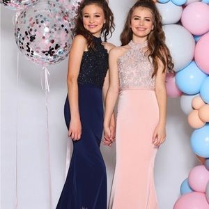 J’Adore Australia JUNIOR JR06 Navy long dress 10-12 NWT